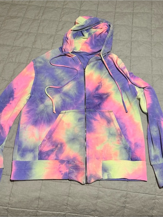 Vici Jackets & Blazers - Vici Tie-Dye Zip Hoodie in Purple, Pink & Lime